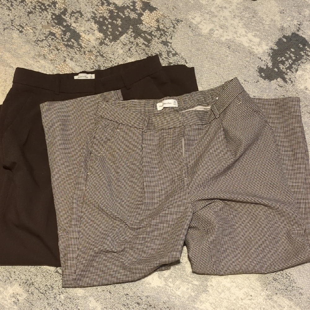 TWO PAIR Abercrombie & Fitch Brown and Houndstooth Quinn Straight Pant